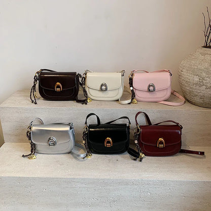 2025 New Fashion Cross Bags for Women Senior Female Saddle Bag Zip Closure PU Lining Leather Texture Single Shoulder Bag