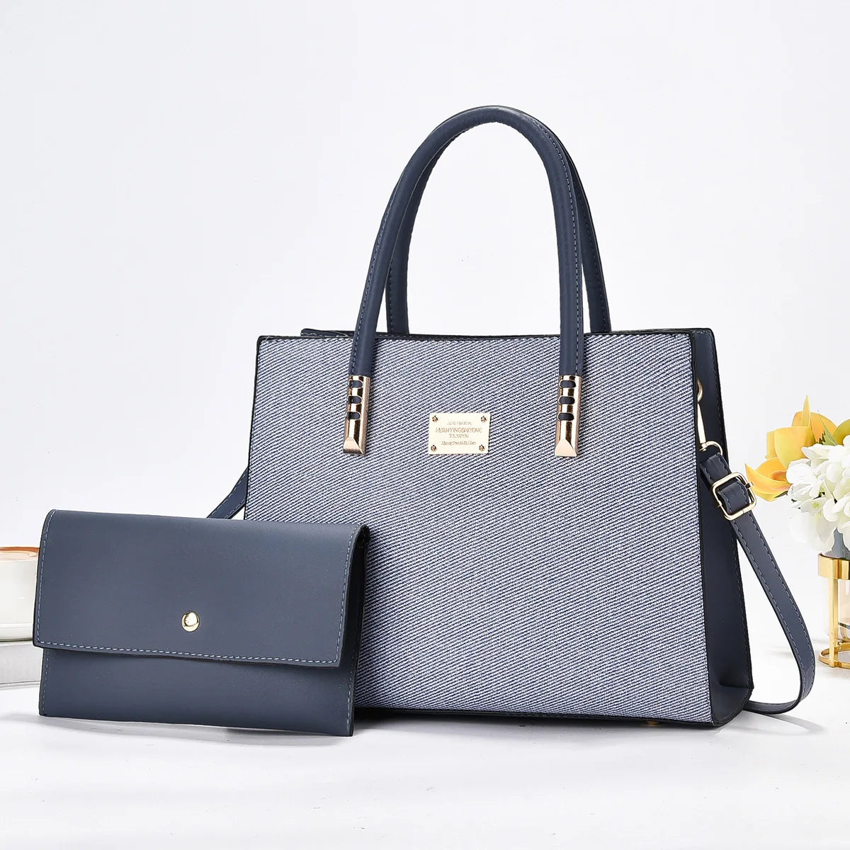 Online Wholesale Supplier Fashion Single Shoulder Canvas Crossbody Bag 2 in 1 Ladies Handbags Womens Purses and Handbags