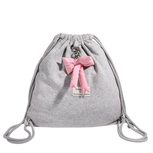 Waterproof Bow Drawstring Casual Backpack for Girls Simple Versatile  Sports Bag Cross Bags for Women