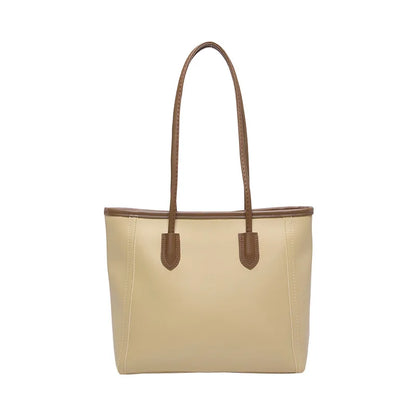 2025 Elegant Korean Style Single Shoulder Tote Bag Attractive Work Clothing Texture Handbag New Contrasting Colors Made PU