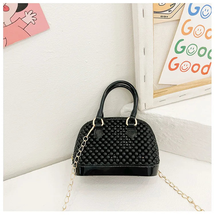 Candy Pure Color Mini PU Handbags Cute and Playful Checkered Crossbody Bag Colorful Chain Fashion Bags for Women