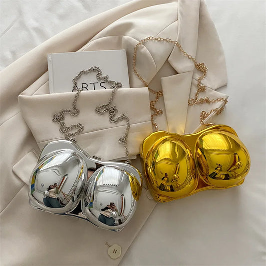 2025 Trending Cross Bag Evening Bags Gold and Silver Handbags for Women Luxury Designer Acrylic Round Button Bag Sac Main Femme