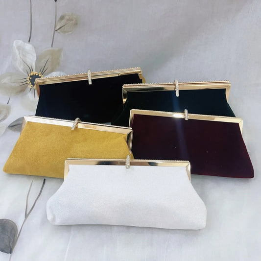 Women's Elegant and Minimalist Clutch Chain Crossbody Bags Candy Hasp Evening Bag Velvet Fashion Bags for Women