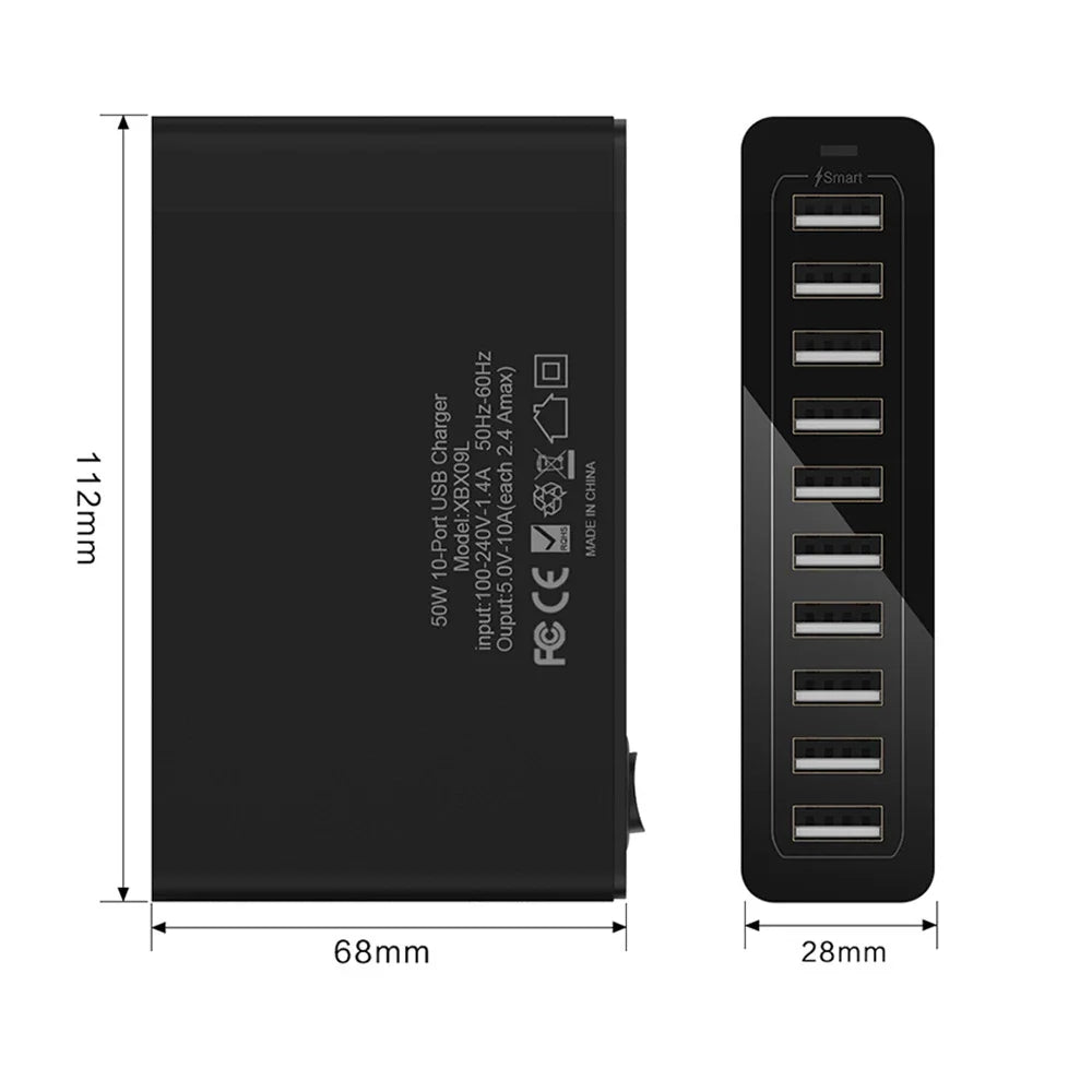 10 USB ports Quick charge Charger Station Dock with cable