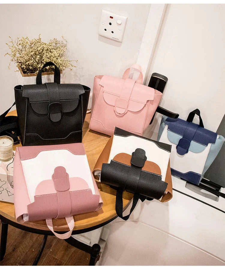 New Simple Contrast Color Backpack Female Korean Version Diagonal Small Bag Wholesale Fashion Mini Backpack Women