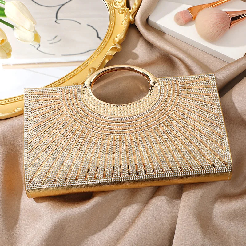 2025 Fashion Silver Sparkling Banquet Bag Handbag with Diamonds Women Bags Brand Luxury Diamond-Encrusted Evening Bag