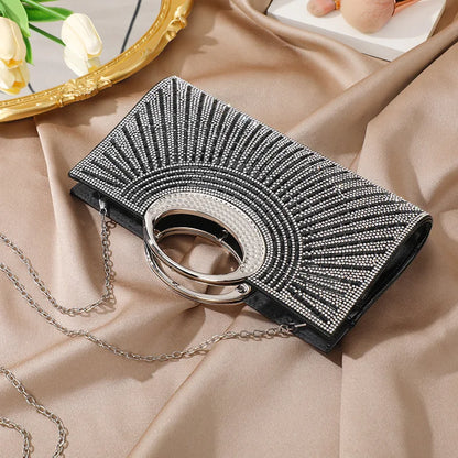 2025 Fashion Silver Sparkling Banquet Bag Handbag with Diamonds Women Bags Brand Luxury Diamond-Encrusted Evening Bag