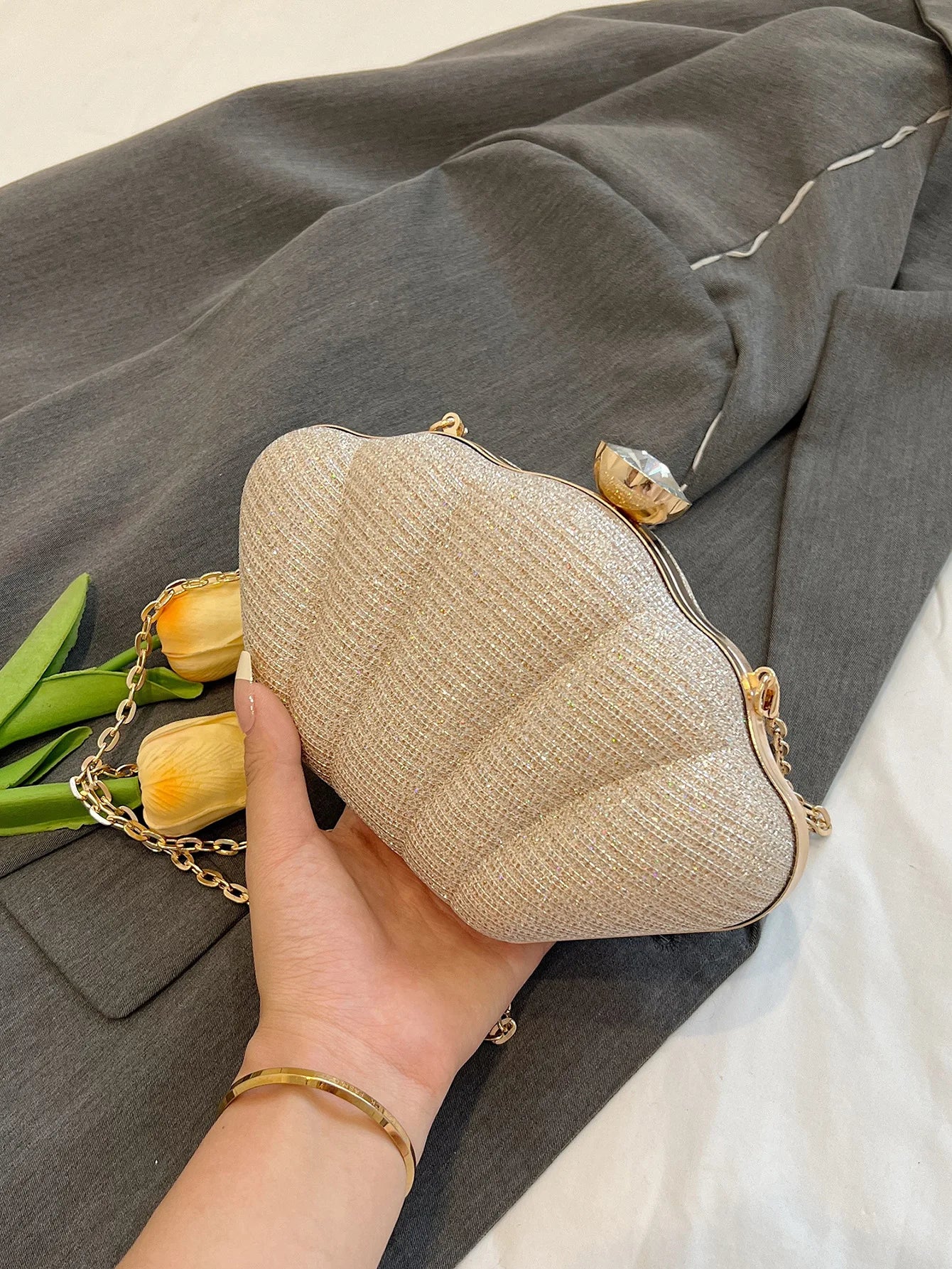 2025 New Arrivals Pearl Bag Handbags for Women Luxury Designer Stone Polyester Zipper Handbags Ladies Luxury New Design