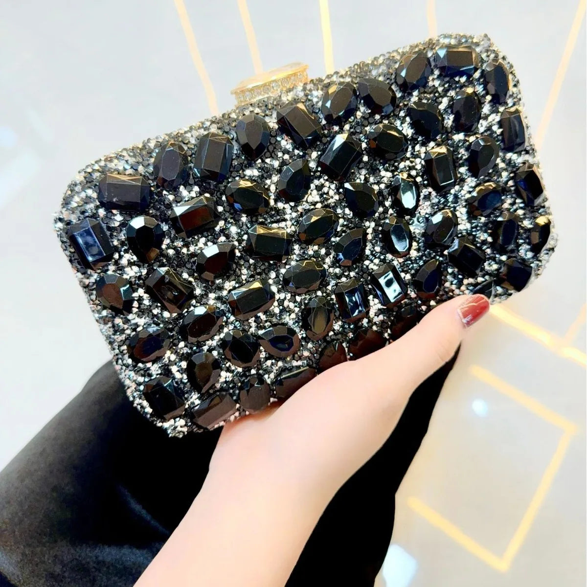 Women's Shiny Diamond Clutch Bag Elegant Gold  Rhinestones High Quality Luxury Ladies Purse  Crystal Hand Bling Evening Bags