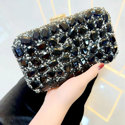 Women's Shiny Diamond Clutch Bag Elegant Gold  Rhinestones High Quality Luxury Ladies Purse  Crystal Hand Bling Evening Bags