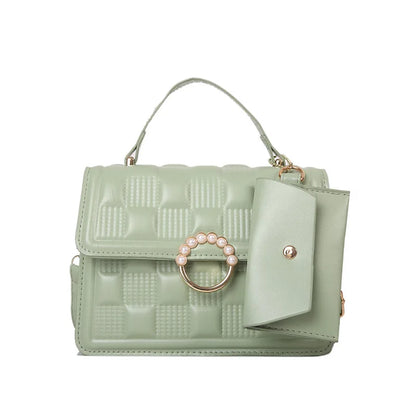 2024 New Fashion Solid Color Shoulder Bag Handbag Lattice Zipper Pu Handbags for Women 2 Pcs 1 Set Bags Woman Ladies