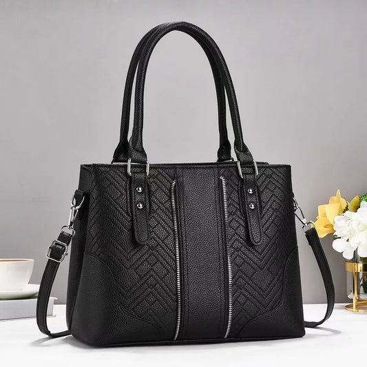 Women's Large Capacity Square Handbag High-end Single Shoulder Crossbody Bags PU Pure Color Fashion Bags for Women