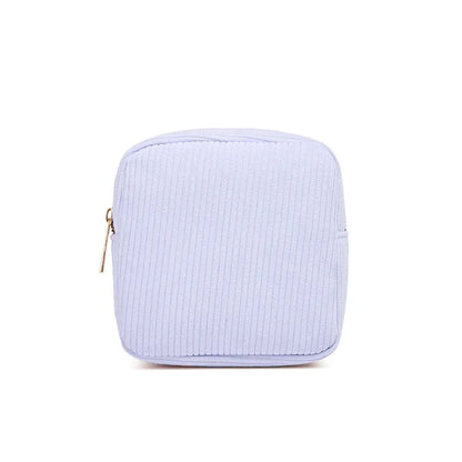 2025 Wholesale Custom Square Striped Corduroy Makeup Bag Luxury Bags Women Corduroy Striped Lightweight Cosmetic Bag