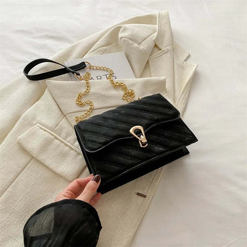 2024 Urban Style Ladies Cross-Body Shoulder Bag Lingge's New Popular Embroidery Line Texture Zipper Closure Fashionable PU