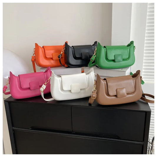 2024 New Fashion Women Designer Bags Leather Pu Shoulder Bag Handbag Solid Splicing Color Stylish Bags for Women