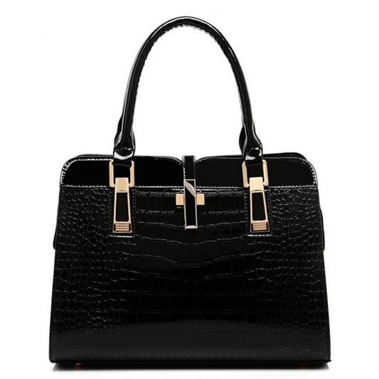 High Quality Shoulder Bags Unique Vintage PU Purse Korea Hand Bag Patent Leather Crocodile Leather Handbags for Women