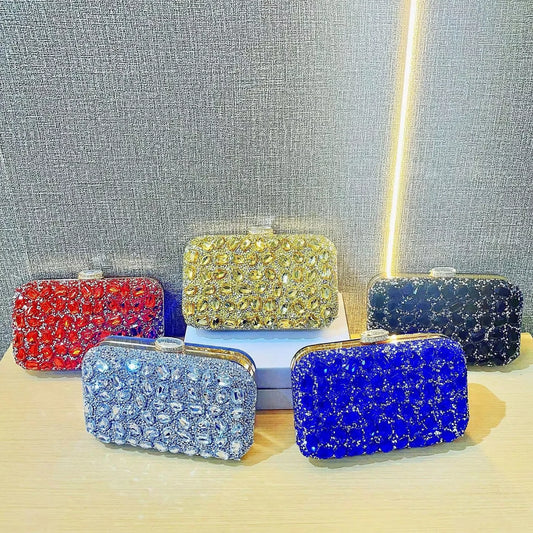 Women's Shiny Diamond Clutch Bag Elegant Gold  Rhinestones High Quality Luxury Ladies Purse  Crystal Hand Bling Evening Bags