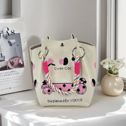 Wholesale Bags Fashion Single Shoulder Retro Embroidered Flower Bag Handbags for Women Luxury Designer Button Polyester Bag