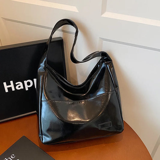 Classic Retro High-End Women's Designer Shoulder Bag Large Capacity Zipper Cross-Border Direct Source PU Material Large Capacity