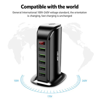 5 Port Multi USB Charger HUB with LED Display