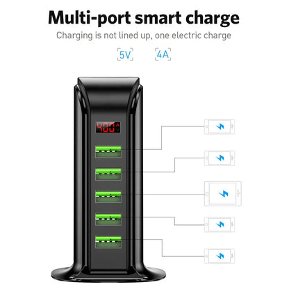 5 Port USB Charger HUB LED Display