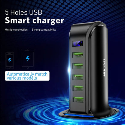 5 Port Multi USB Charger HUB with LED Display