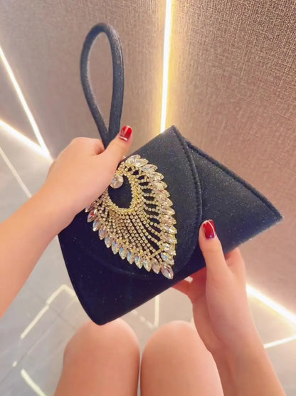 High Quality Evening Bag Sparkly Purses for Women Glitter Rhinestone Party Handbags Chain Prom Purse Dressy Clutch Bags