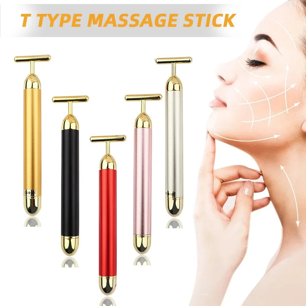 24k Gold Vibration Facial Roller Massager