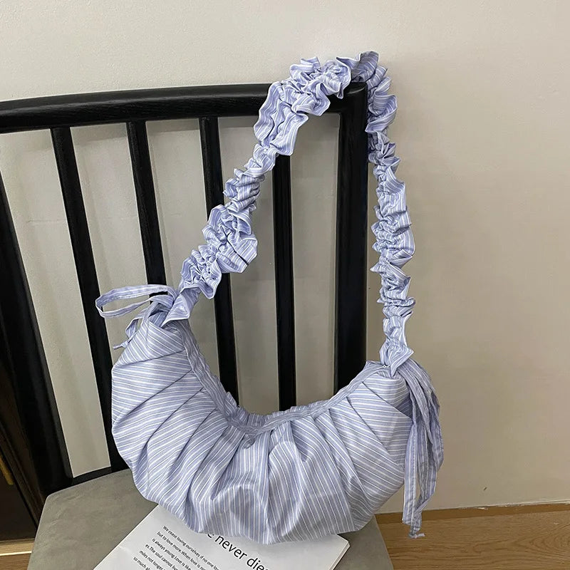 Adjustable Shoulder Strap Single Shoulder Bag Drawstring Bag Women Brand Handbags Zipper PU Lady Stripe Sac a Main Pour Femme