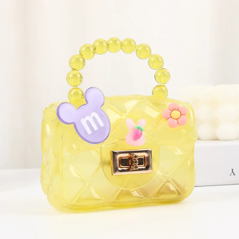 Cutey Coin Purse Lock Button Small Square Handbags for Kids Girls Flower Children Shoulder Crossbody Bags Cheap Wholesale