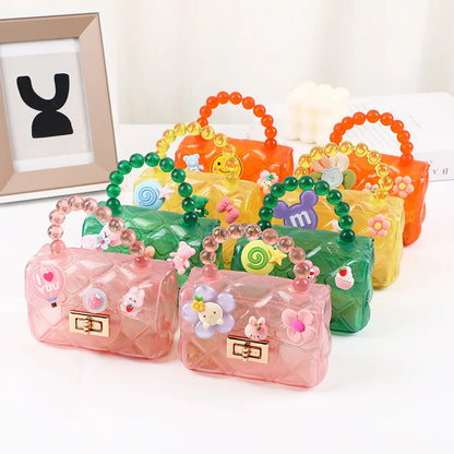 Cutey Coin Purse Lock Button Small Square Handbags for Kids Girls Flower Children Shoulder Crossbody Bags Cheap Wholesale