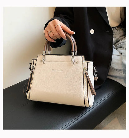 2024 New Fashion Color Collision Cross-body Bag Simple Retro Style Bag for Women Double Zipper Handheld Womens Leather Tote Bag
