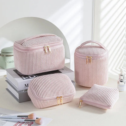 2025 Hot Selling 4pcs Corduroy Cosmetic Bag Set Makeup Purse Pouch Zipper Travel Toiletry Organizer