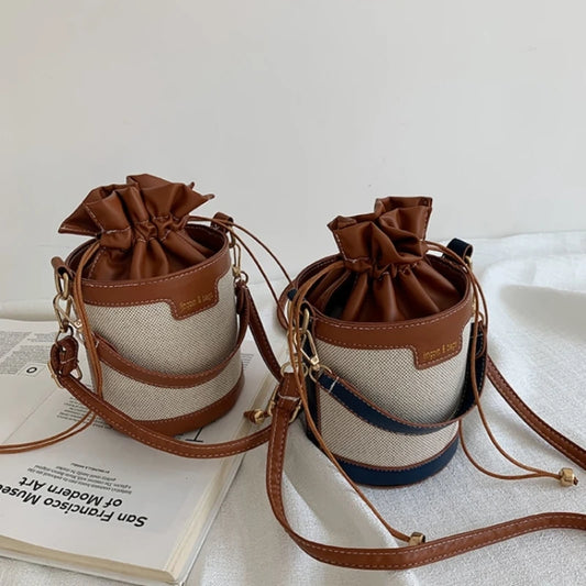 2024 New Fashion Stylish Bags for Women Pu Bucket Belt Shoulder Bag Handbag Collision Color Luxury Shoulder Bag