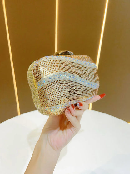 High Quality Fashion Diamond Clutch Women's Bag Light Luxury Dinner Bag Polyester Material square Pattern Evening Bags