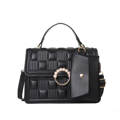 2024 New Fashion Solid Color Shoulder Bag Handbag Lattice Zipper Pu Handbags for Women 2 Pcs 1 Set Bags Woman Ladies