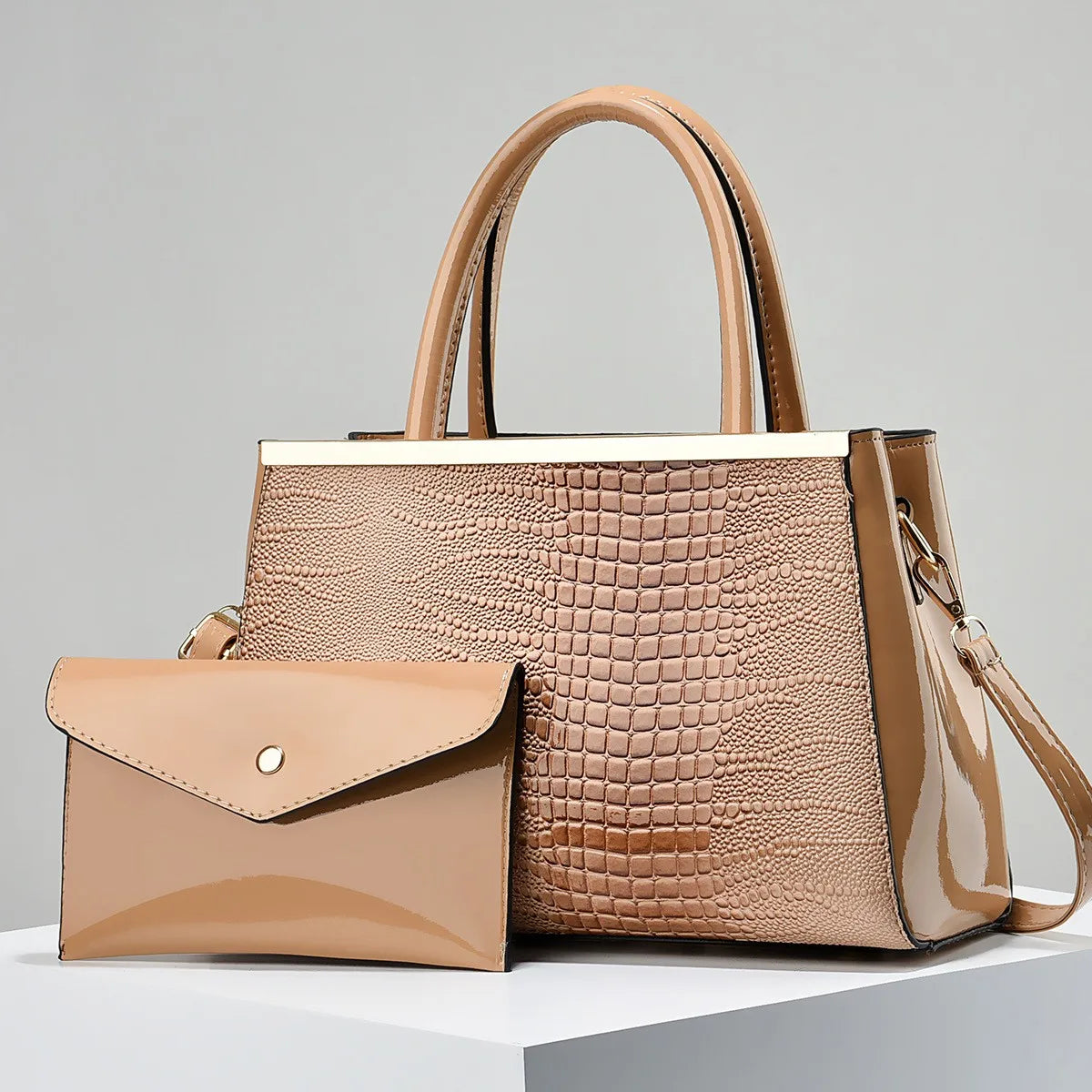 2024 Luxury PU Leather Tote Bag for Women High Quality Water Resistant Zipper Closure Branded Handbag for Fashionable Use