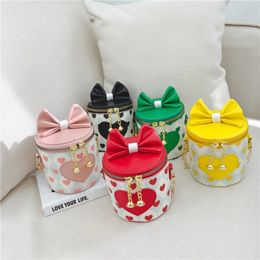 Stylish and Lightweight Single Shoulder Crossbody Bag Candy Color Cute Cylindrical Bags Personalized Bow Fashion Bags for Women