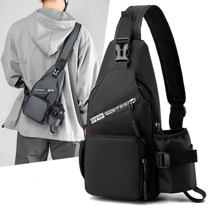 2025 Fashion Men's Crossbody Shoulder Bag Wholesale Waterproof Pu Leather Water Bottle Travel Messager Chest Bags Custom logo