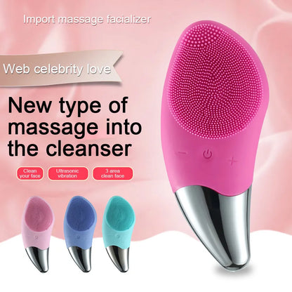 Mini Electric Facial Cleansing Brush Ultrasonic Silicone Face