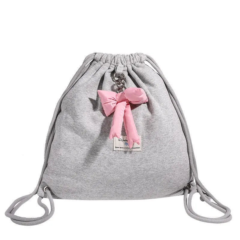 Waterproof Bow Drawstring Casual Backpack for Girls Simple Versatile  Sports Bag Cross Bags for Women