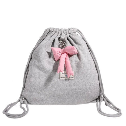 Waterproof Bow Drawstring Casual Backpack for Girls Simple Versatile  Sports Bag Cross Bags for Women