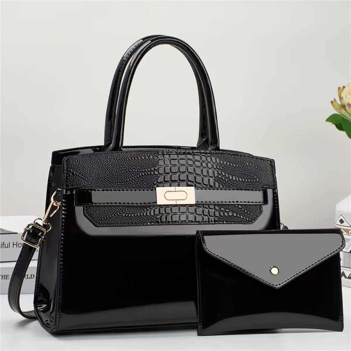 Simple Crocodile Print Shoulder Crossbody Bag Luxury Large Capacity High Quality Handbag New Fashion Two-Piece Bag Bag Female