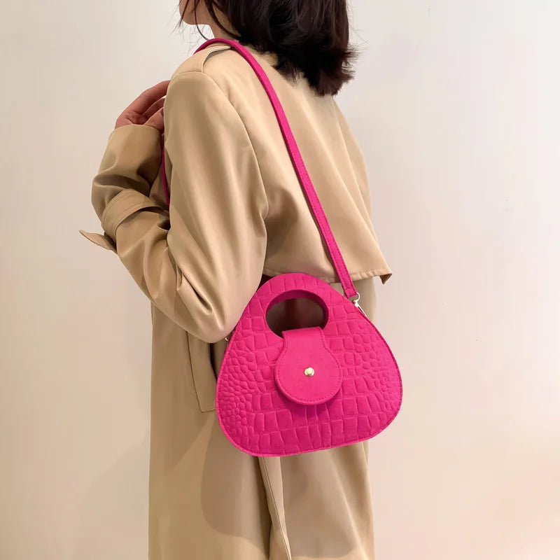 Wholesale Felt Bag Design Shell Crossbody Fashion Women Bag Solid Color Crocodile Print Shoulder Branded Handbags for Women