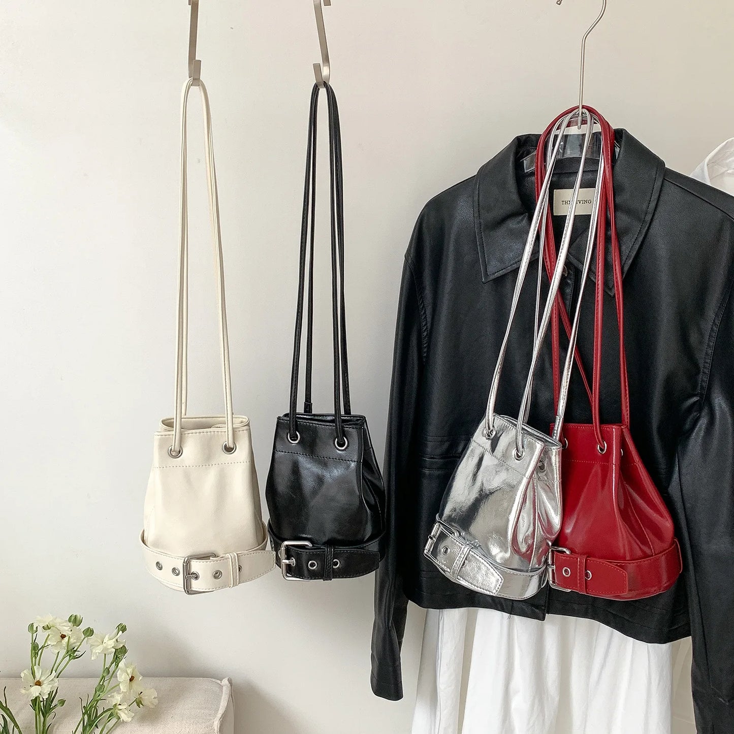 2025 Autumn Casual Drawstring Ruffles Cylinder Shoulder Bags High Quality Waterproof Handbags Mini Crossbody Bags for Women