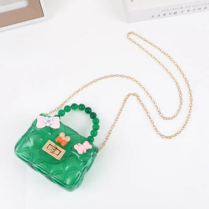 Cutey Coin Purse Lock Button Small Square Handbags for Kids Girls Flower Children Shoulder Crossbody Bags Cheap Wholesale