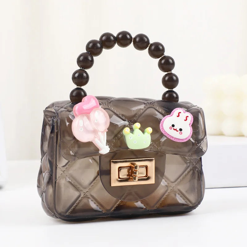 Cutey Coin Purse Lock Button Small Square Handbags for Kids Girls Flower Children Shoulder Crossbody Bags Cheap Wholesale