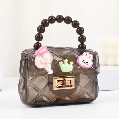 Cutey Coin Purse Lock Button Small Square Handbags for Kids Girls Flower Children Shoulder Crossbody Bags Cheap Wholesale