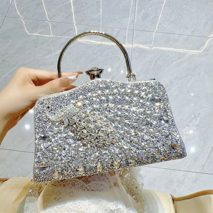 2025 Sac Main Femme Ladies Women Brand Handbags  Sparkly Rhinestone Sequin Glitter Bag Clutch Bag  Full Diamond Dinner Bag