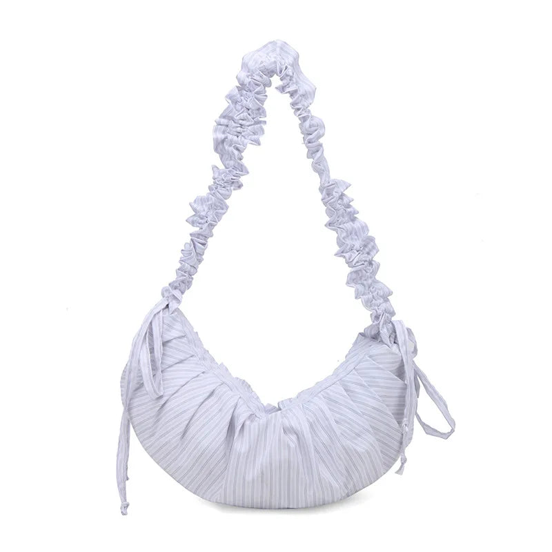 Adjustable Shoulder Strap Single Shoulder Bag Drawstring Bag Women Brand Handbags Zipper PU Lady Stripe Sac a Main Pour Femme